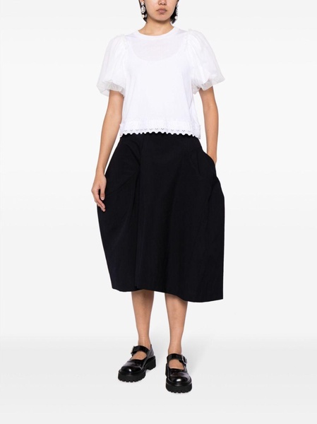 panelled wool midi skirt