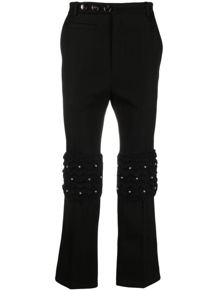 cropped crystal-embellished flared trousers