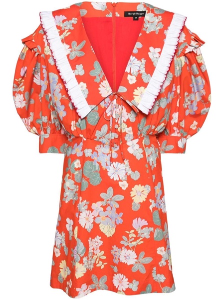 floral-print wide-collar dress