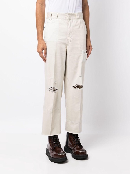 distressed straight-leg trousers