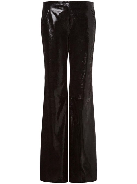 patent-finish leather flared trousers 