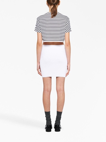 logo-print striped cropped T-shirt