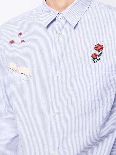 appliqué-detail striped cotton shirt