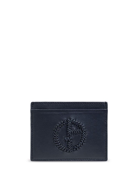 engraved-logo leather card holder