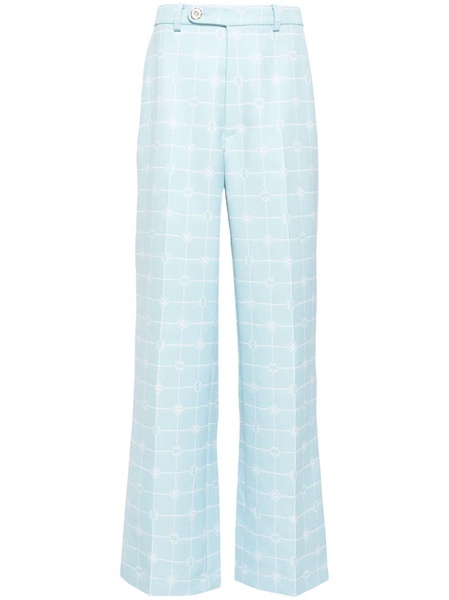 Heart Monogram-jacquard wool trousers