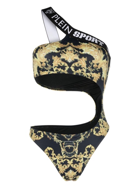 Baroque-print cut-out swimsuit