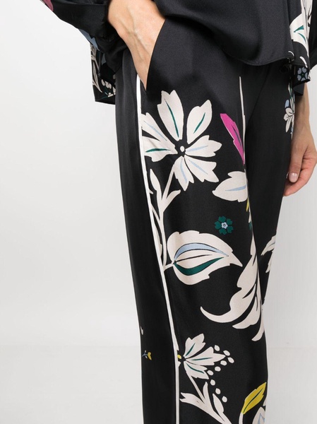 Floral wide-leg silk pants