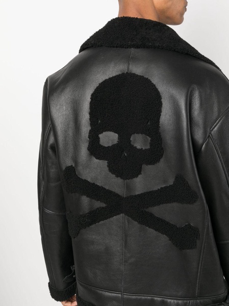 skull-print leather jacket 