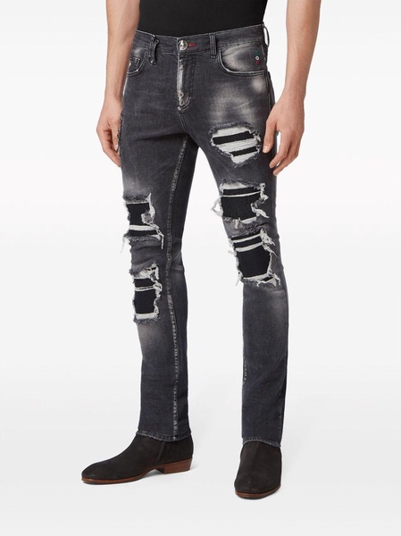 mid-rise ripped jeans