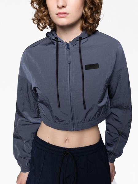 hooded cropped track jacket