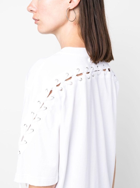 JPG-print lace-up T-shirt