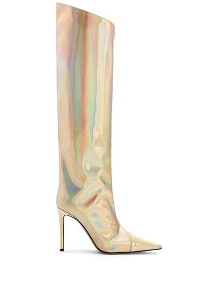 100mm holographic knee-high boots