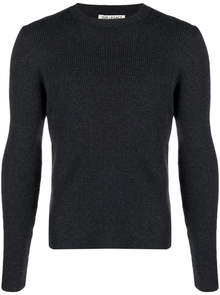 Compact crew-neck wool jumper