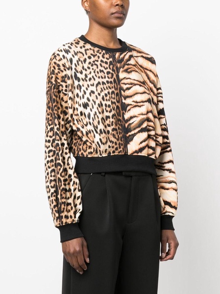 animal-print long-sleeve blouse