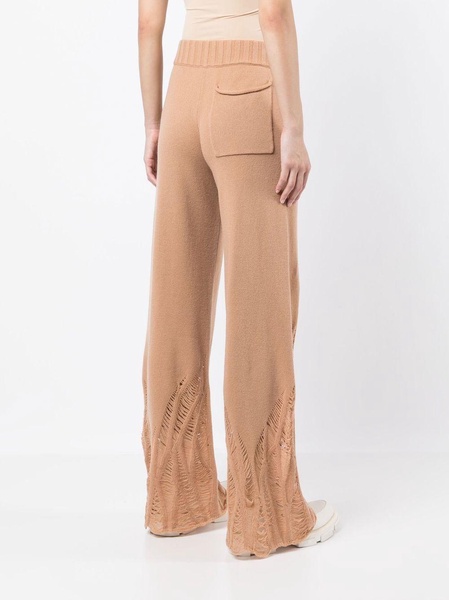 distressed high-waist cashmere trousers