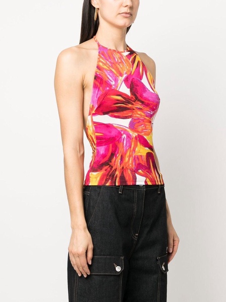 floral-print halterneck top