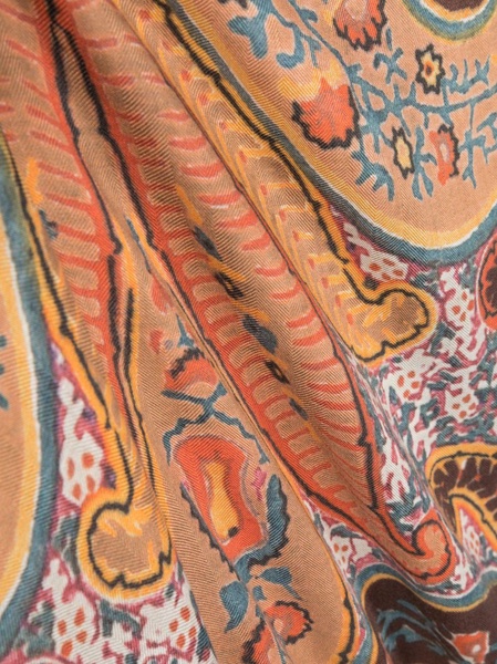 paisley-print frayed-hem scarf