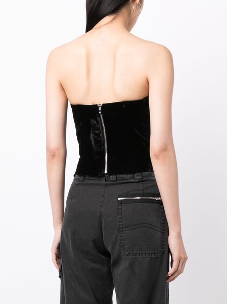 cut-out velvet-effect bustier