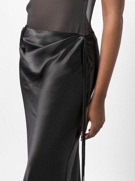 sheer-panel cowl-neck gown