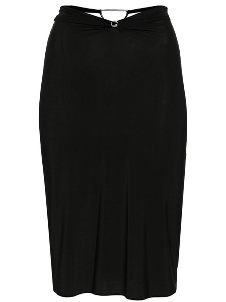 Triangle-hardware midi skirt