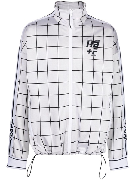 logo-print checked jacket