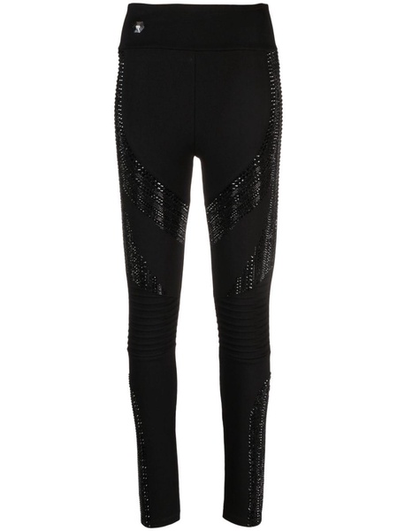 rhinestone-embellished high-waisted leggings