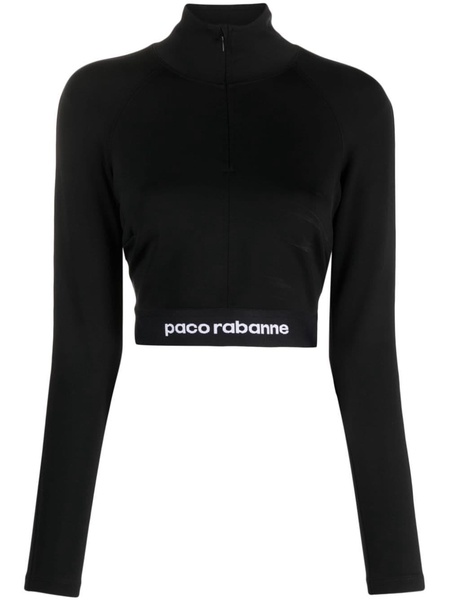 logo-underband half-zip crop top