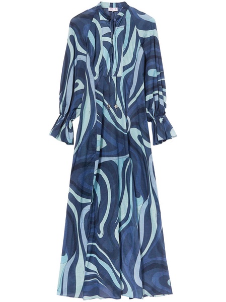 Marmo-print cotton maxi dress