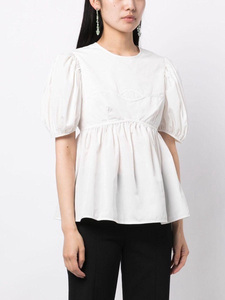 Summer recycled polyester puff-sleeves blouse