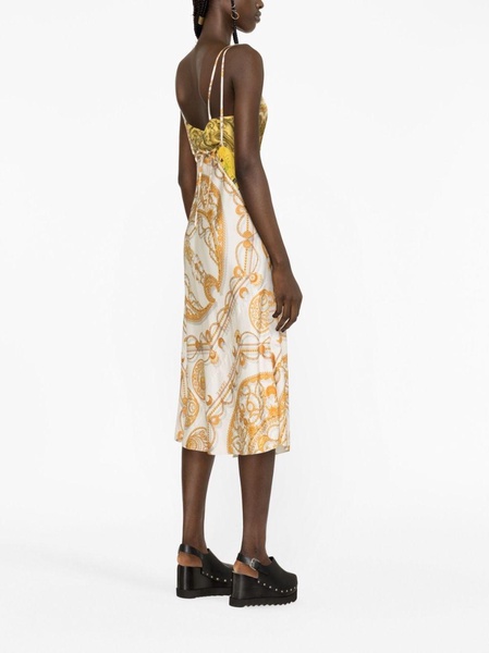 graphic-print silk slip dress