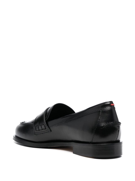 round-toe leather loafers