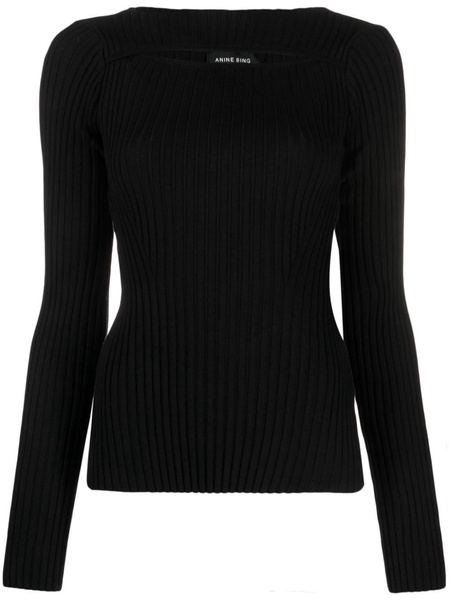 cut-out ribbed knitted top