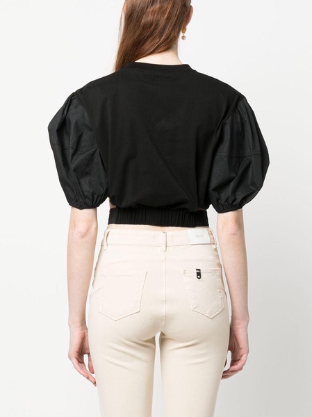 puff-sleeve cropped blouse