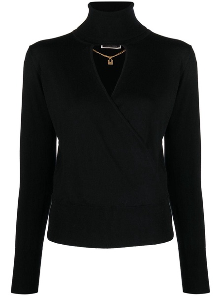 long-sleeve cut-out wool top