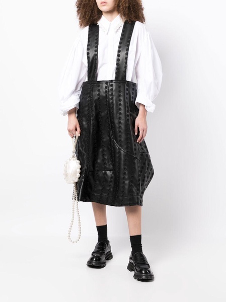 faux-leather pinafore skirt