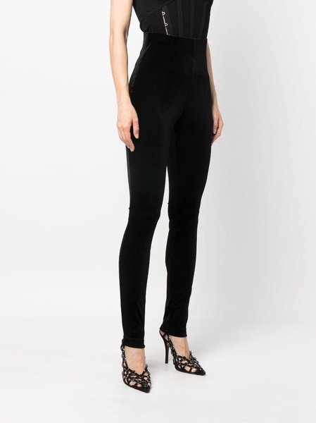 high-waisted velvet leggings