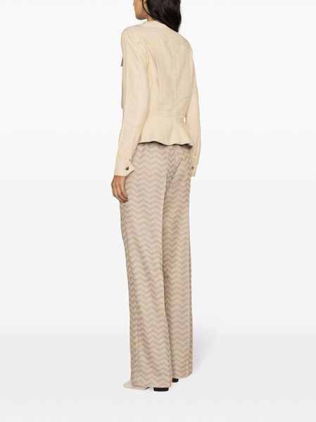 zigzag-woven straight-leg trousers