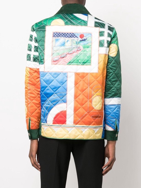 graphic-print quilted shirt jacket