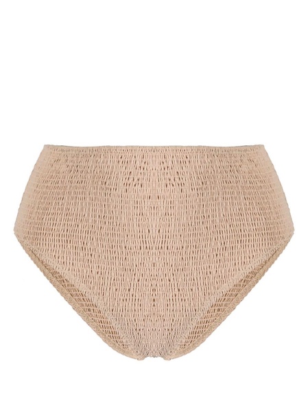 high-waist smocked bikini bottoms