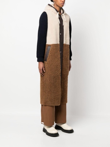 long patchwork shearling coat