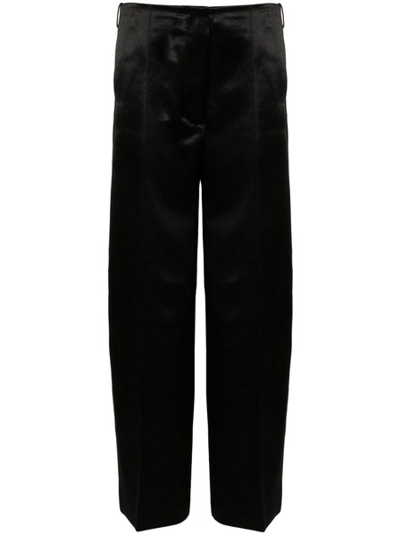 Black Wide-Leg Satin Trousers