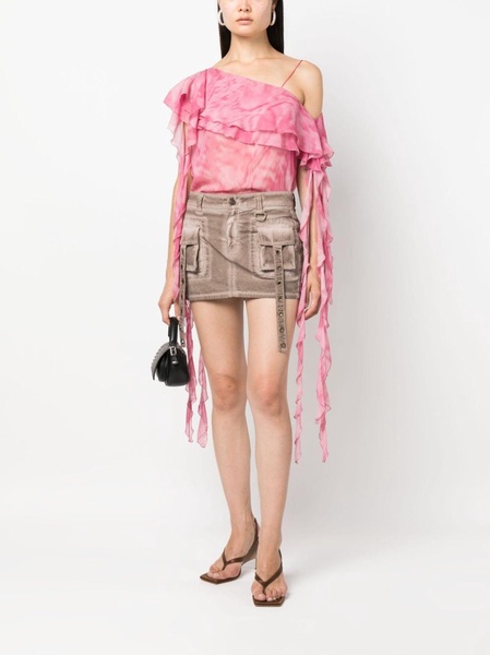 ruffled asymmetric silk blouse