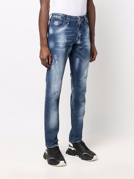 Super Straight distressed denim jeans