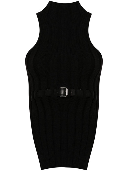 black belted ribbed tank top