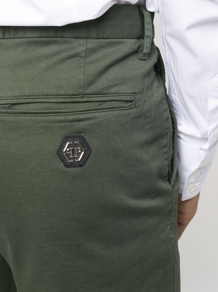 Hexagon patch slim-fit chinos