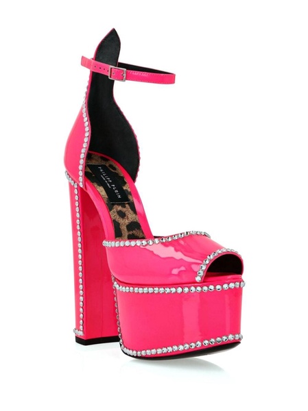 crystal-embellished leather sandals 