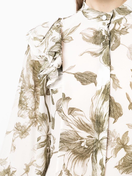 floral-print bishop-sleeve blouse