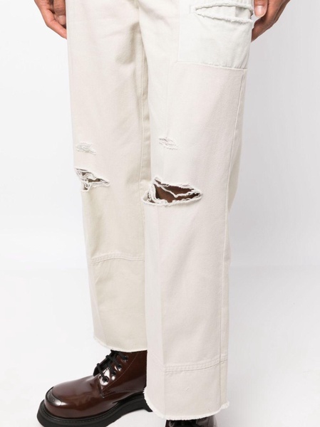 distressed straight-leg trousers