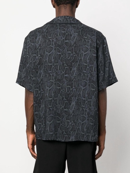 snakeskin-print logo-embroidered shirt