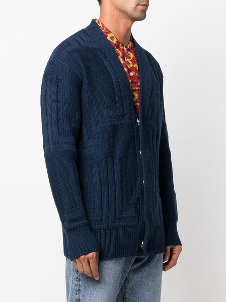 concealed-button knitted cardigan